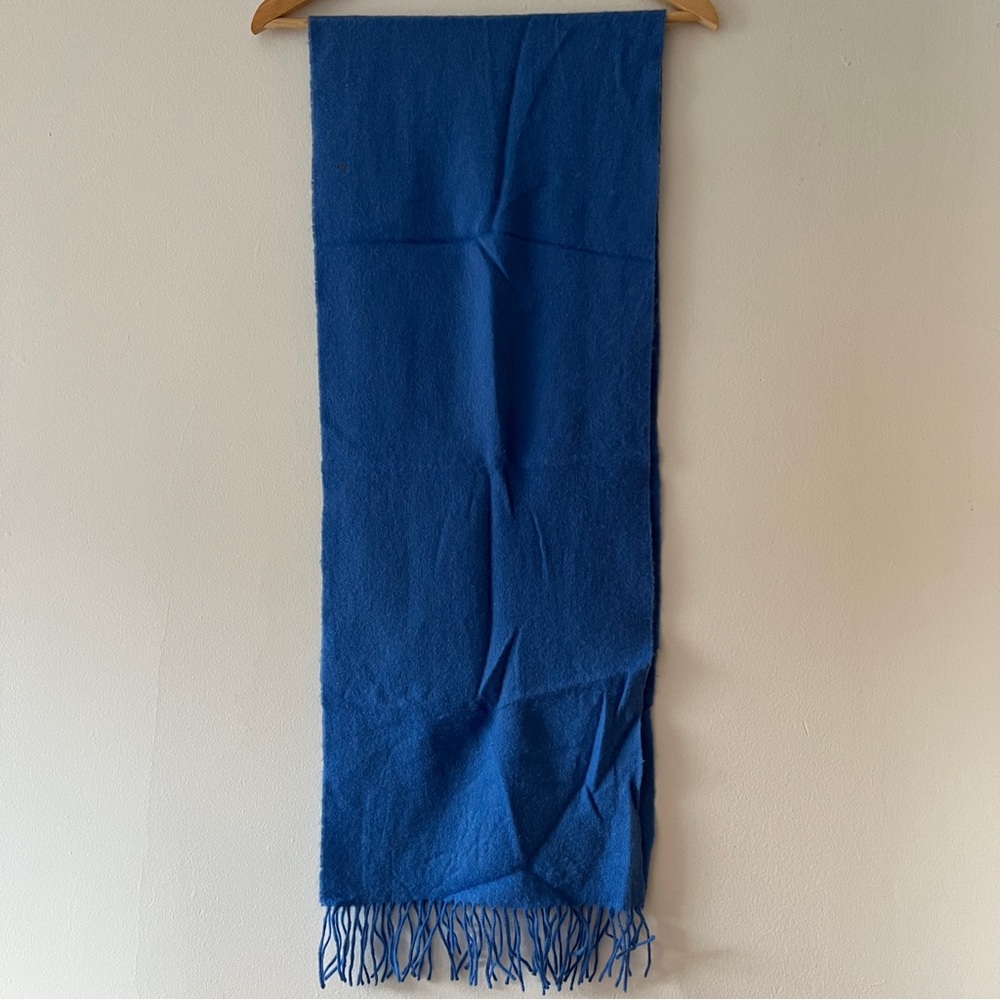 100% Wool Wintry Blue Fringed Scarf